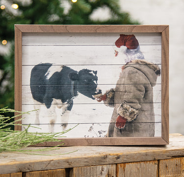 Santa and Calf Framed print, 10
